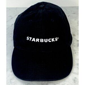 STARBUCKS Barista Cap Black Adjustable Strapback Hat Embroidered Uniform EUC